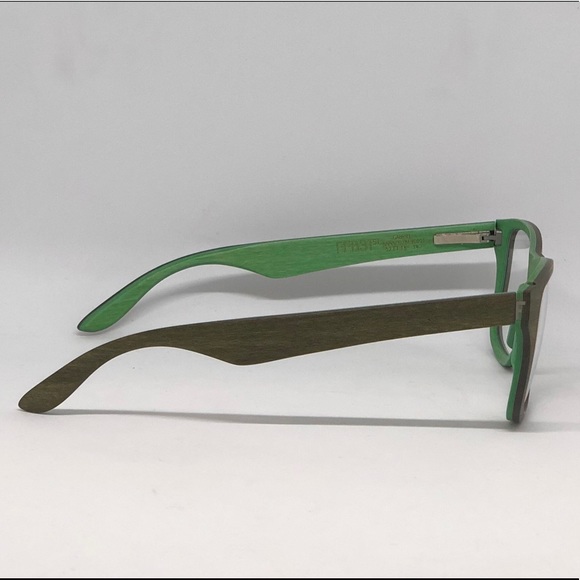 FEB31st Green Wood Eyeglasses w/case // 52 18 140 - Picture 4 of 7